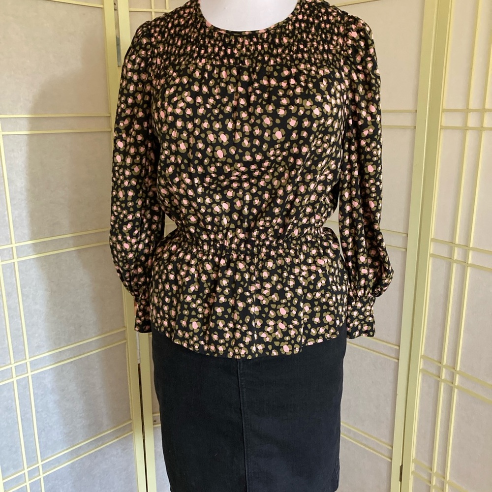 Black Print Peplum Blouse